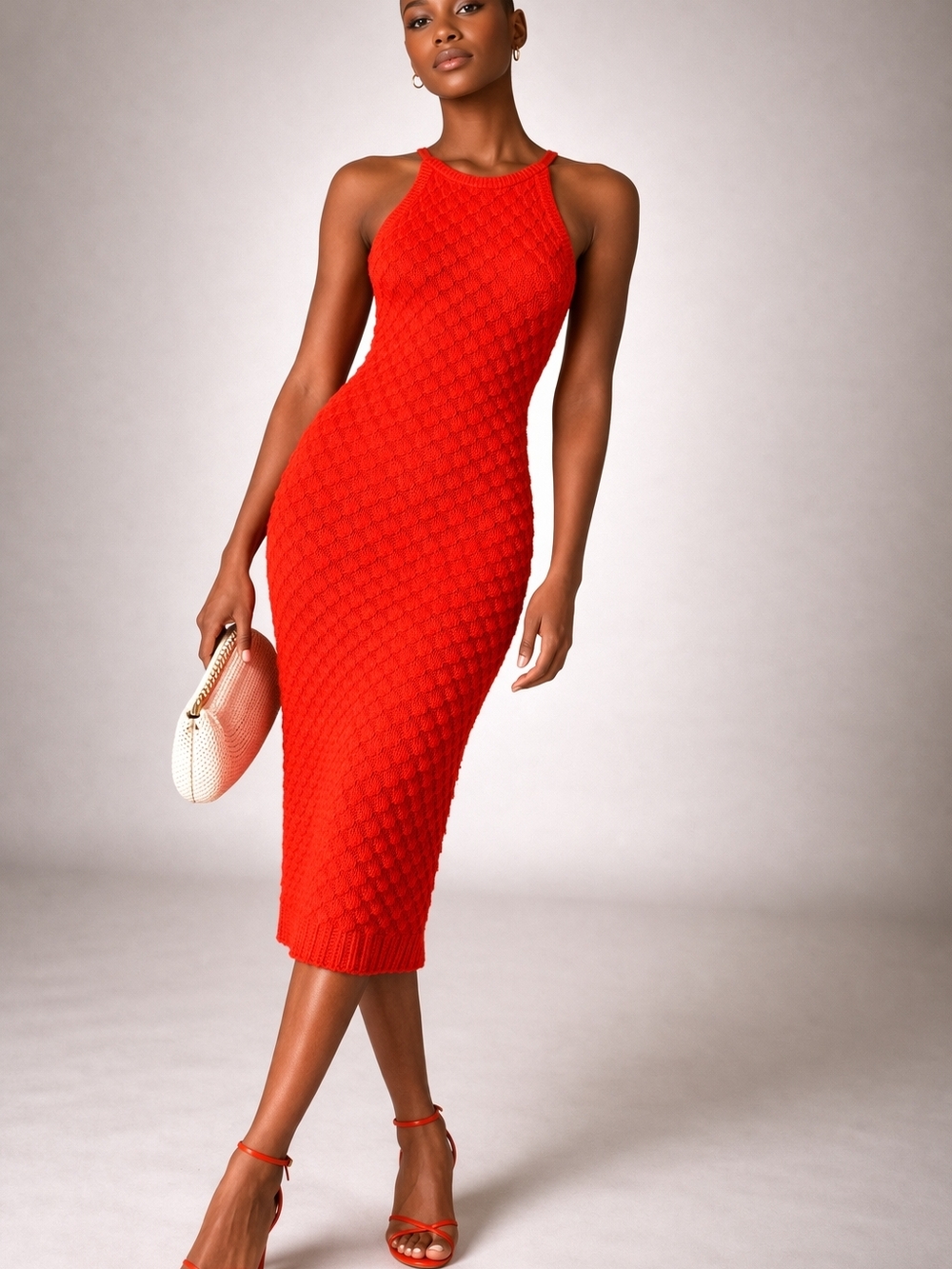 Eliza J Red Knit Midi Dress - Picture 1 of 7